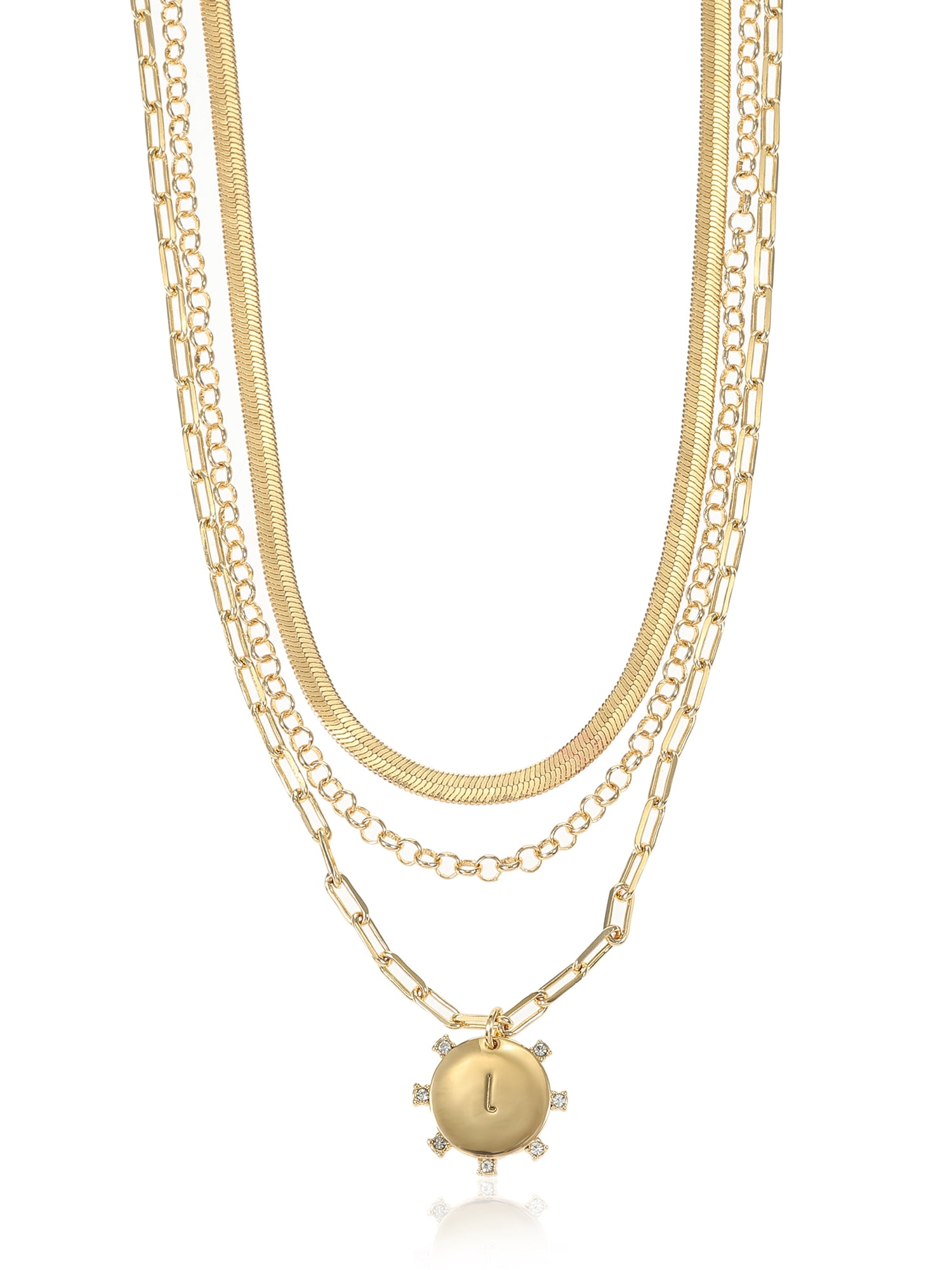Time and Tru Goldtone Necklace, 3 Piece, Initial L