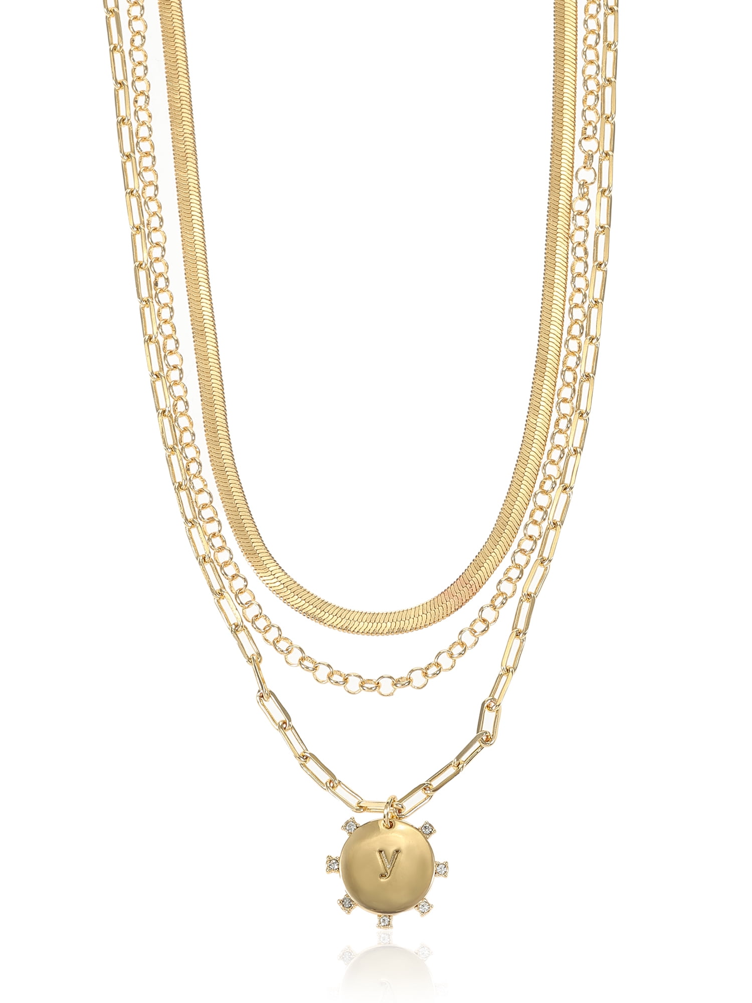 Time and Tru Goldtone Necklace, 3 Piece, Initial Y