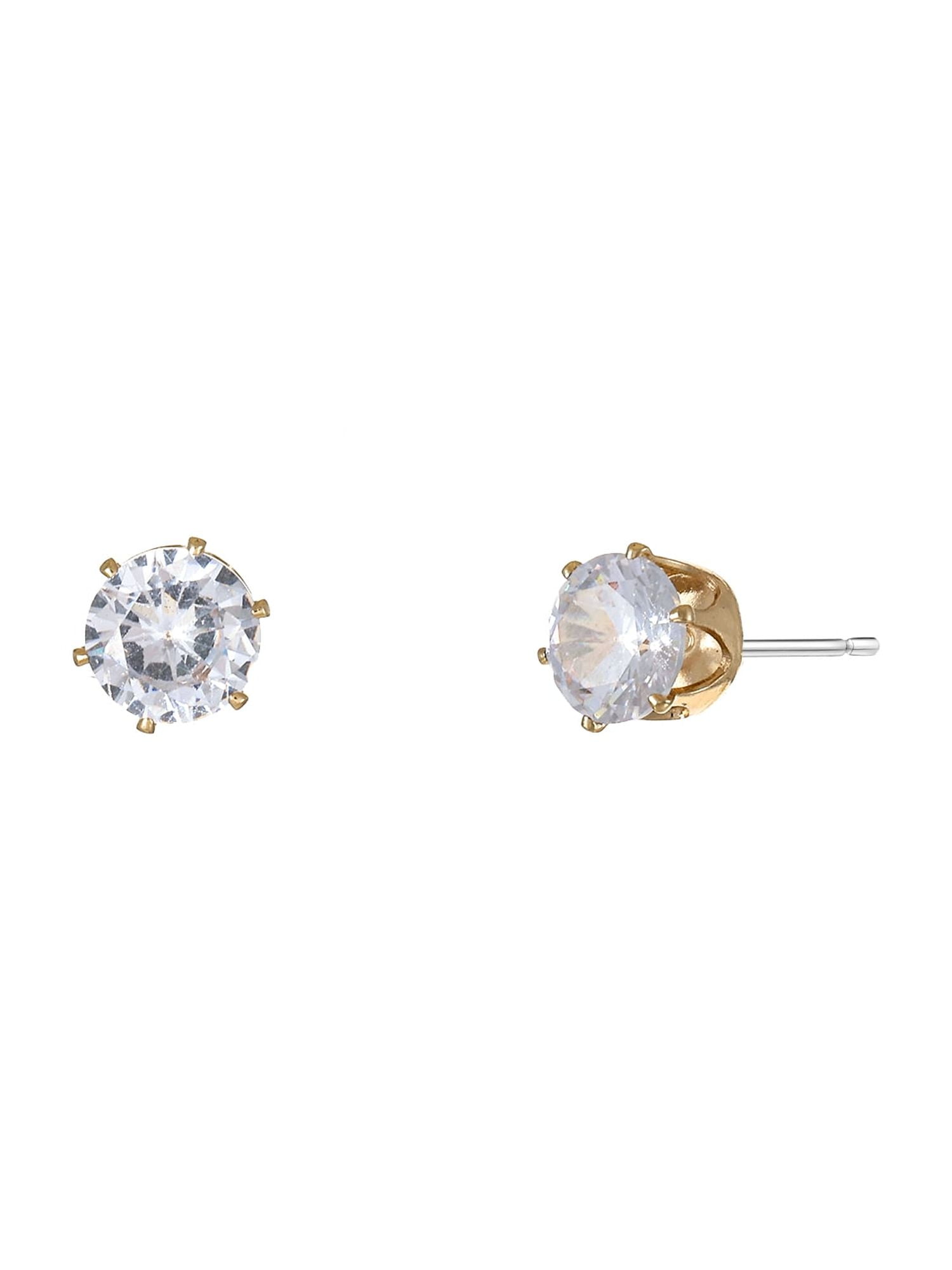 Time and Tru Goldtone Round CZ Stud Earrings, 1 Pair