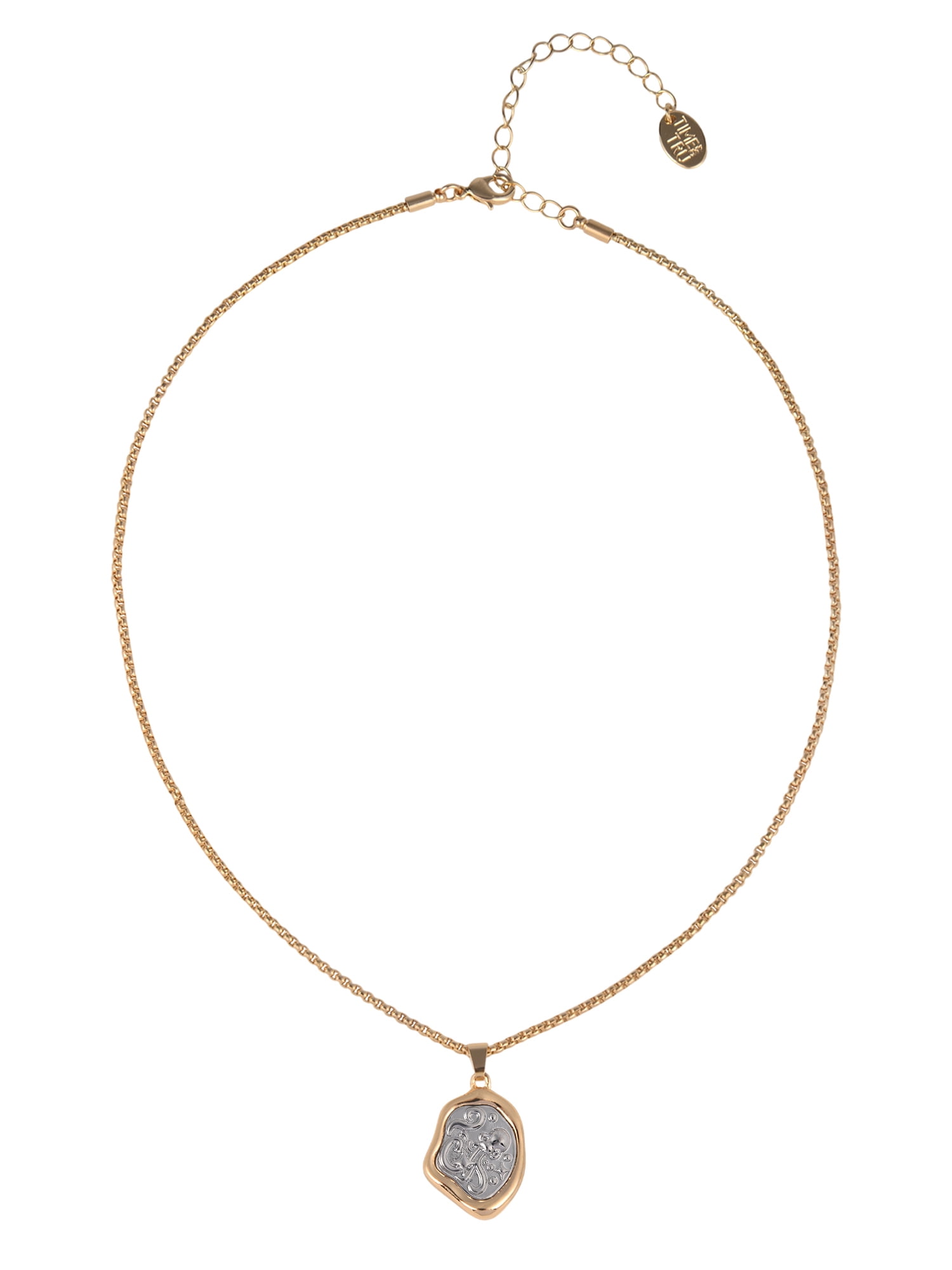 Time and Tru Goldtone Silvertone Reversible Pendant "Aquarius" Necklace