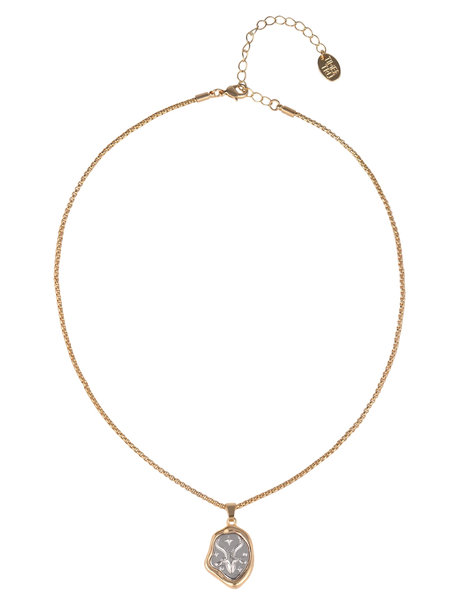 Time and Tru Goldtone Silvertone Reversible Pendant "Capricorn" Necklace