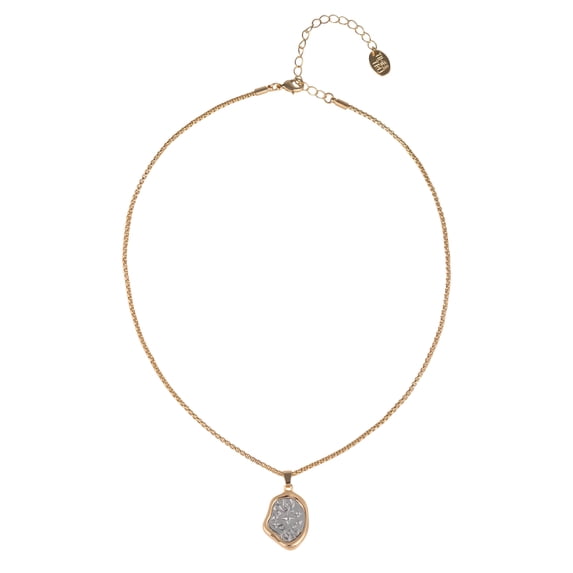 Time and Tru Goldtone Silvertone Reversible Pendant "Gemini" Necklace