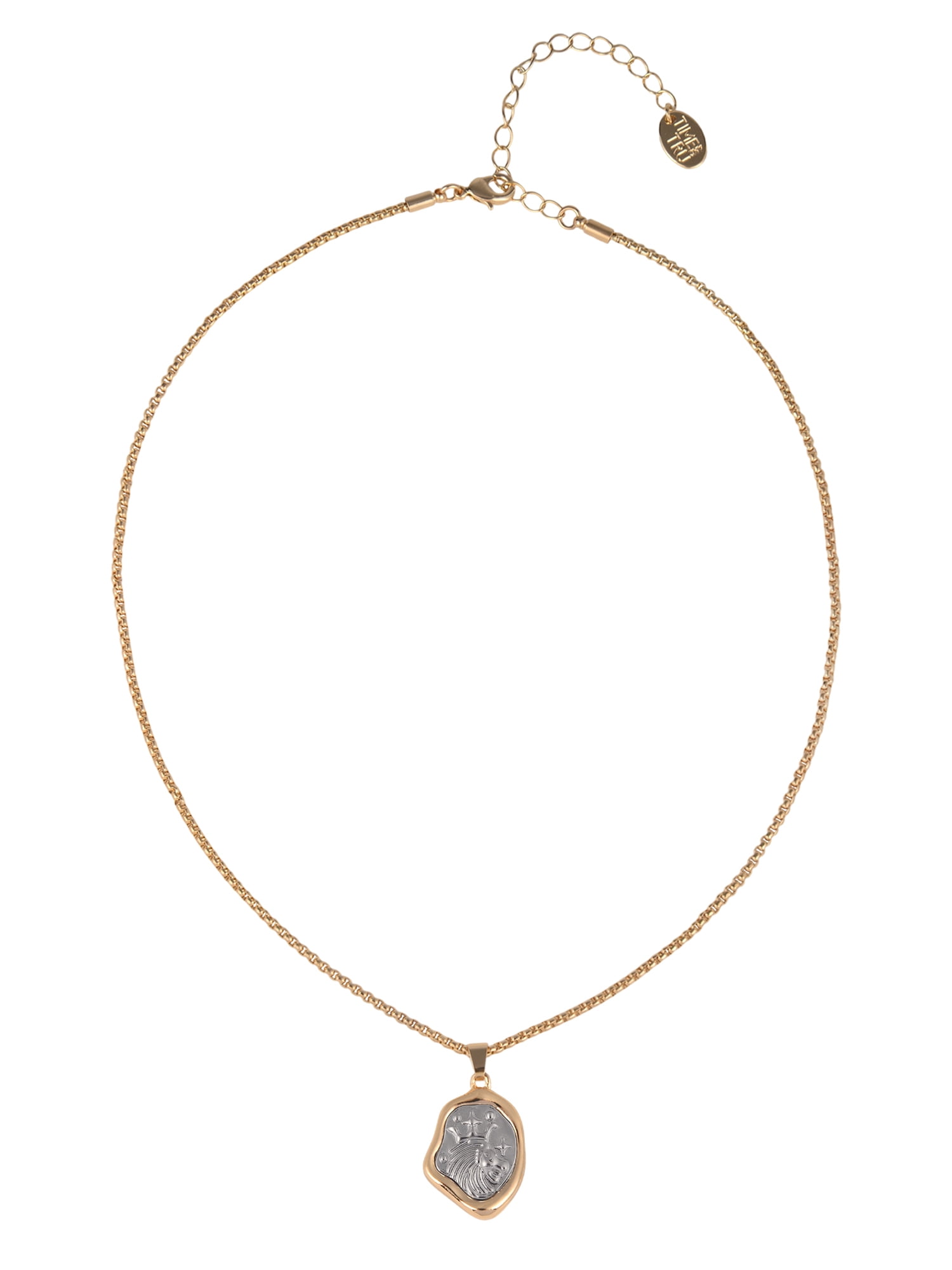 Time and Tru Goldtone Silvertone Reversible Pendant "Leo" Necklace