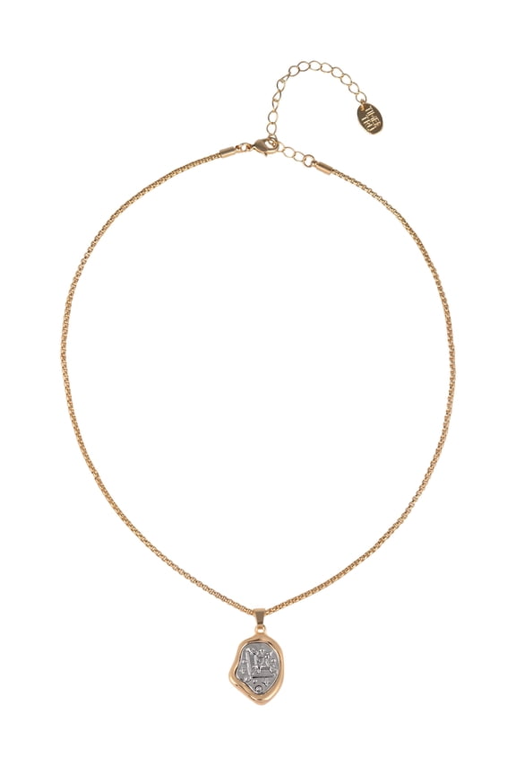 Goldtone Silvertone Reversible Pendant "Sagittarius" Necklace