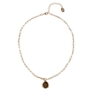 Goldtone Tiger Eye Round Pendant Necklace