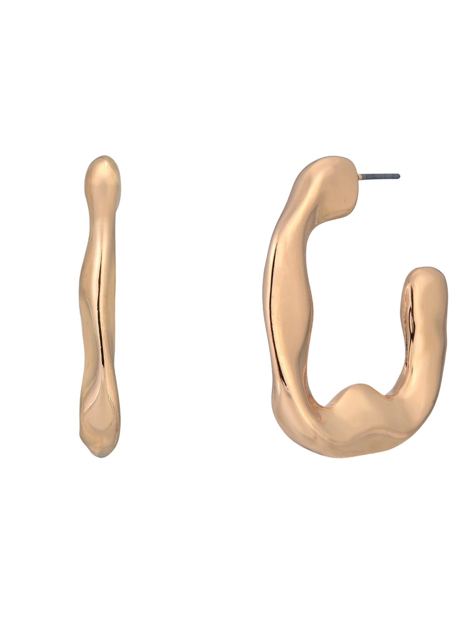 Time and Tru Goldtone Wavy Hoop Earring