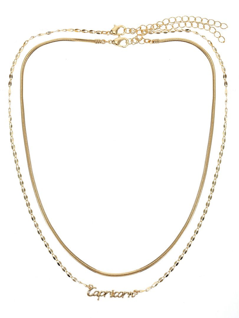 Goldtone Zodiac Necklace Set for Women, 2 Piece Set