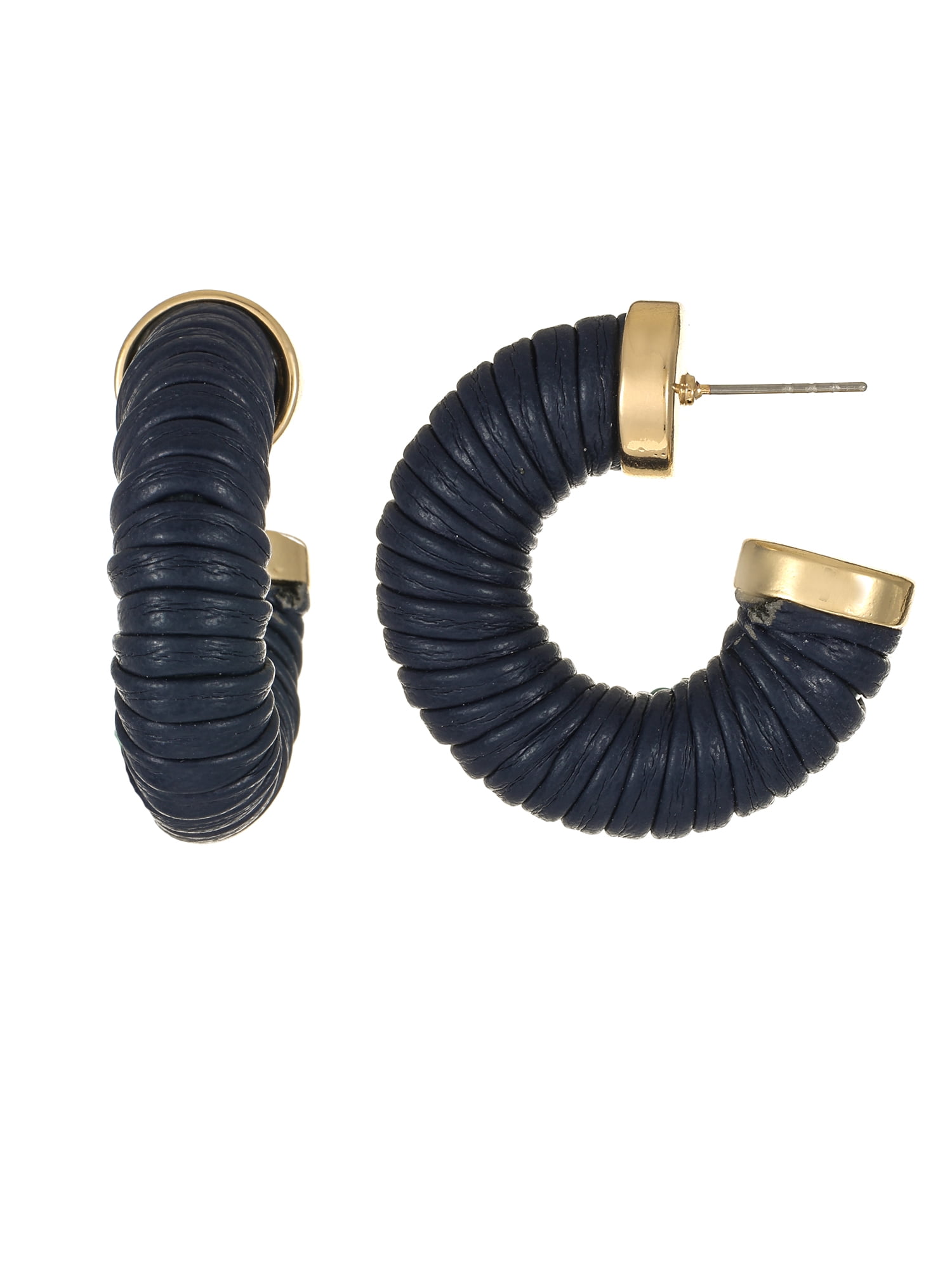 Time and Tru Goldtone and Blue Hoop Earring, 1 Pair