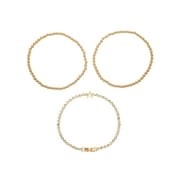 TIME AND TRU Goldtone and Crystal Beaded Stretch Bracelets, 3 Pieces, Initial Letter A