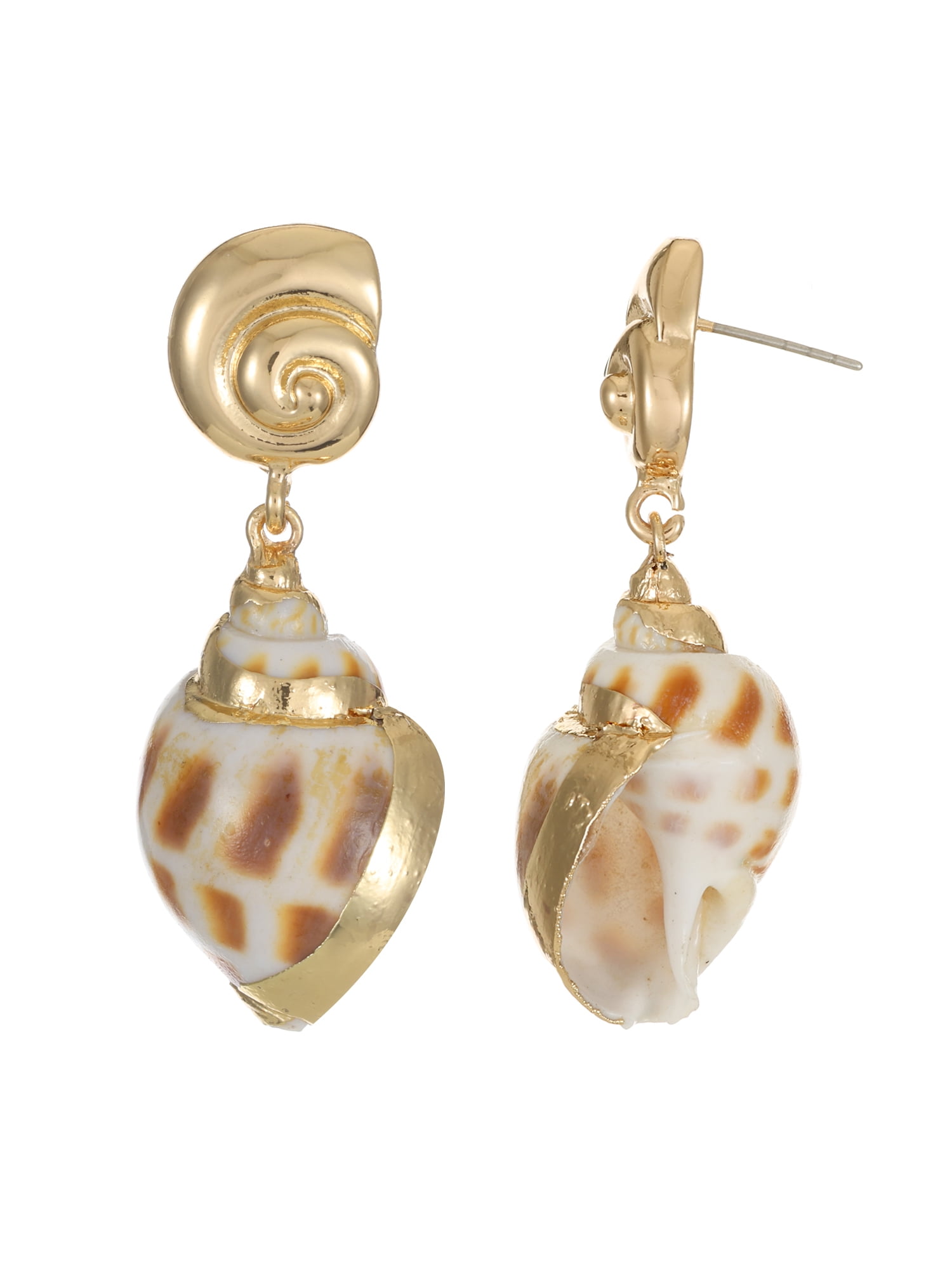 Time and Tru Goldtone and Natural Shell Earring, 1 Pair