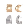 thumbnail image 1 of Time and Tru Goldtone and Silvertone 2-On Textured Wide Hoops Earring Set, 1 of 6