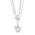 thumbnail image 1 of Time and Tru Heart Charm Layered Necklace Set Silvertone, 1 of 4