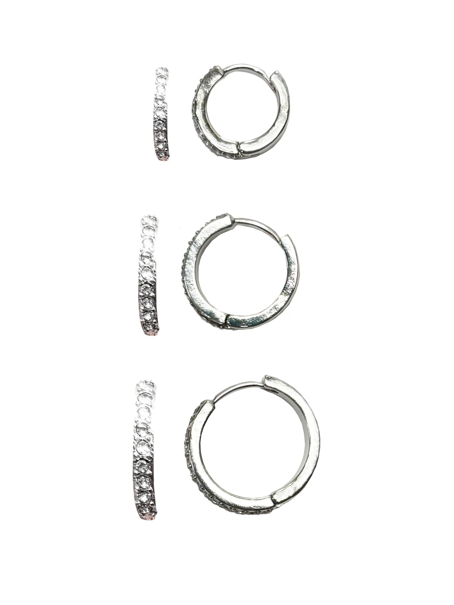 TIME AND TRU Hoop Earrings, Silvertone, 14mmx17mmx20mm, 3