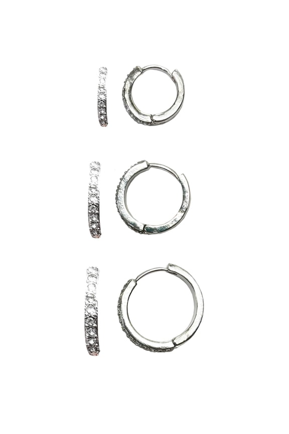 Hoop Earrings, Silvertone, 14mmx17mmx20mm, 3