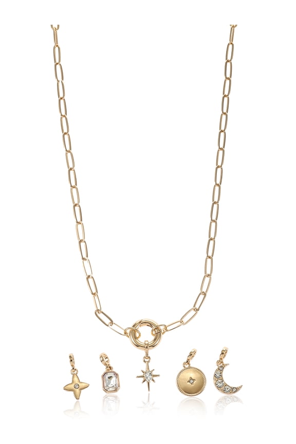 Interchangeable Goldtone Charm Necklace Set, 6 Pieces