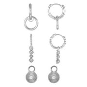 TIME AND TRU Interchangeable Silvertone Earring Charm Set, 5 Pairs