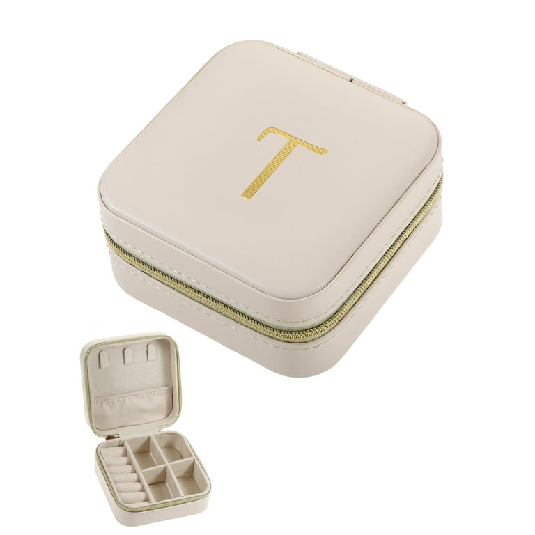 Time and Tru Jewelry Organizer Ivory with Gold Initial R, Faux