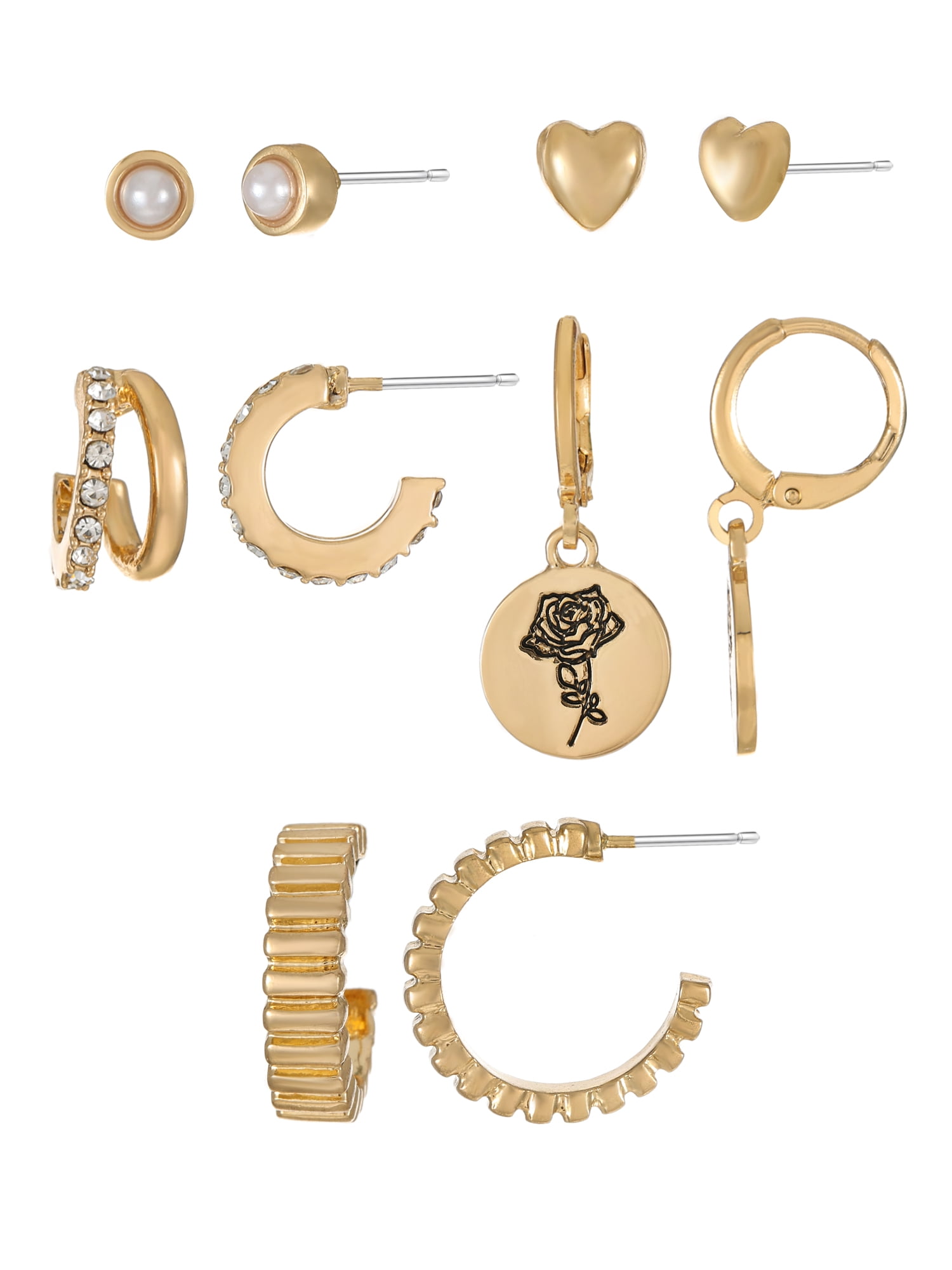 Time and Tru June RoseEarring Pack Goldtone