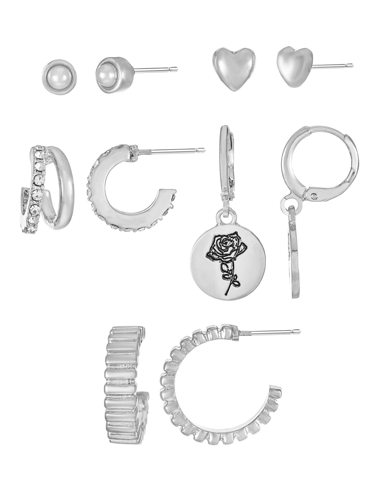 Time and Tru June RoseEarring Pack Silvertone