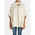 thumbnail image 1 of Time and Tru Women's Knit Fashion Cover-Up Ruana, Ivory Off-White, Size S/M, 1 of 5
