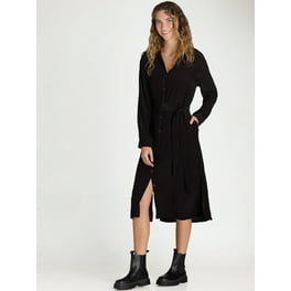 Time and Tru Women s Long Sleeve Rib Knit Dress Walmart