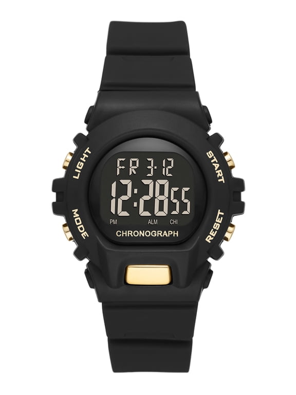 Ladies' Black Plastic Sport Digital Chronograph Watch (FMDOTT092)