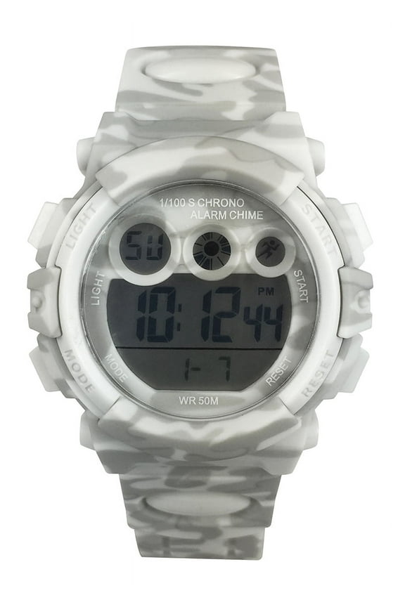 Ladies Digital Wristwatch Plastic Grey Camo