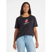 Time and Tru Women's Rolling Stones Tongue Graphic Tee with Short Sleeves, Sizes XS-XXXL