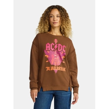 Time and Tru Women's AC/DC Rock Poster Graphic Sweatshirt, Sizes XS-3XL