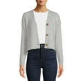 thumbnail image 1 of Time and Tru Long Sleeve Cardigan Crop V-Neck Drop Shoulder Sweater (Women's), 1 Pack, 1 of 5
