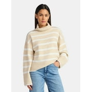TIME AND TRU Women's Chunky Turtleneck Pullover Sweater with Long Sleeves, Mid-weight, Sizes XS-XXXL