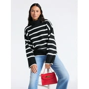 TIME AND TRU Women's Chunky Turtleneck Pullover Sweater with Long Sleeves, Mid-weight, Sizes XS-XXXL