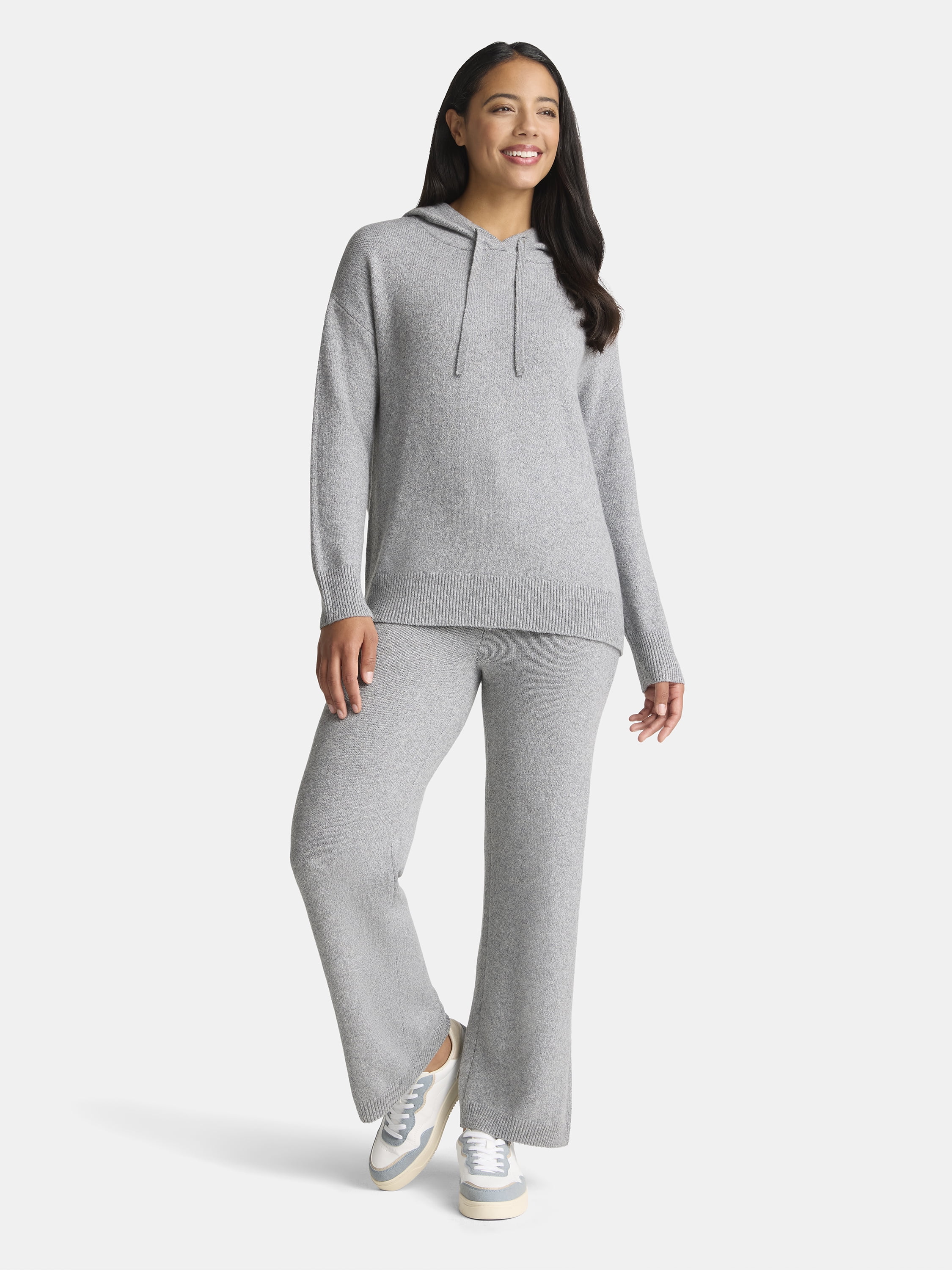 Time and Tru Women's and Women’s Plus Sweater Hoodie and Pants Set, Sizes XS-4X