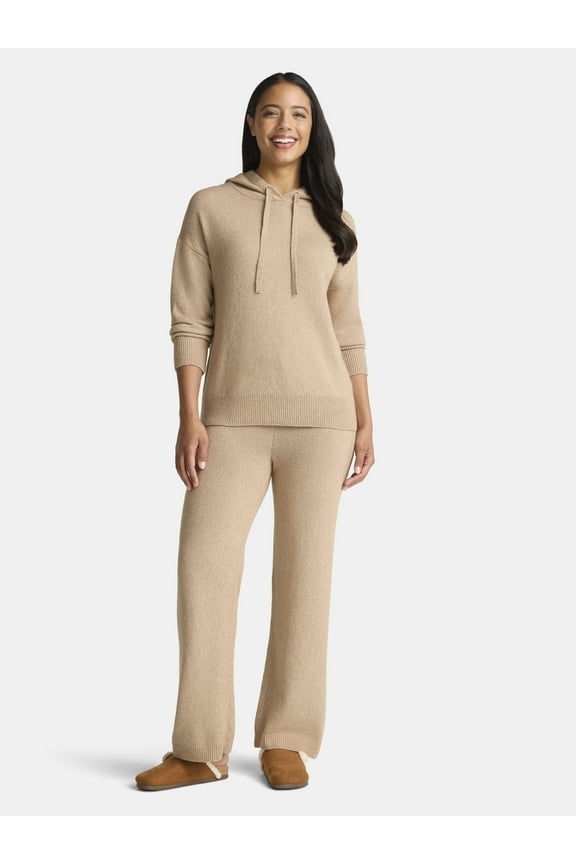 Women's and Women’s Plus Sweater Hoodie and Pants Set, Sizes XS-4X