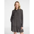 thumbnail image 1 of Time and Tru Women's Ruffle Mini Shirtdress, Sizes XS-XXXL, 1 of 6