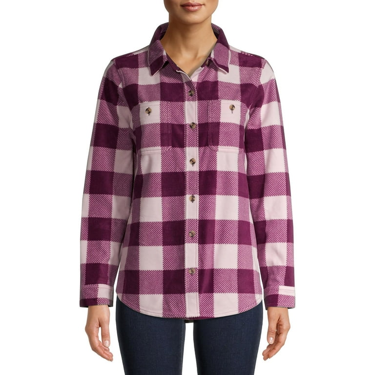 Time and Tru Checked Plaid Jacket women's Fleece