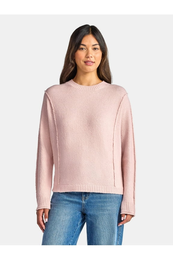 Women's Reverse Linking Pullover Sweater with Long Sleeves, Midweight, Sizes XS-XXXL