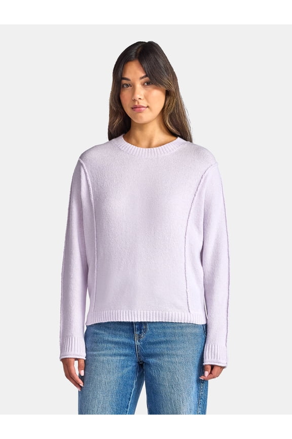 Women's Reverse Linking Pullover Sweater with Long Sleeves, Midweight, Sizes XS-XXXL