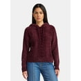thumbnail image 1 of Time and Tru Women's Velveteen Hoodie Pullover Sweater with Long Sleeves, Sizes XS-XXXL, 1 of 5