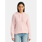 TIME AND TRU Women's Velveteen Hoodie Pullover Sweater with Long Sleeves, Sizes XS-XXXL