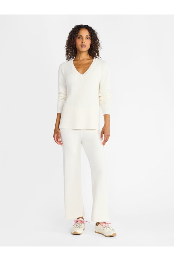 Women’s V Neck Sweater and Pants Set, 2-Piece, Sizes XS-XXXL