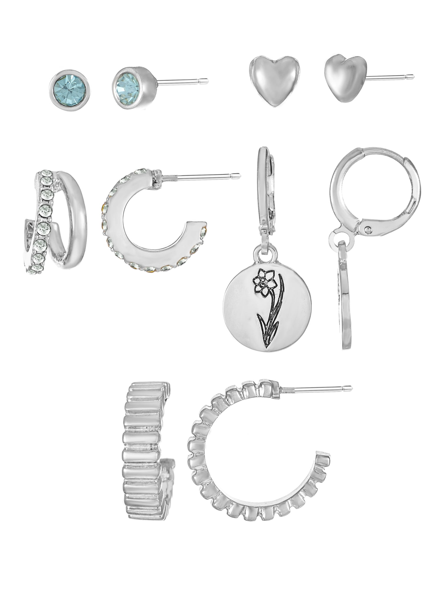 Time and Tru March DaffodilEarring Pack Silvertone