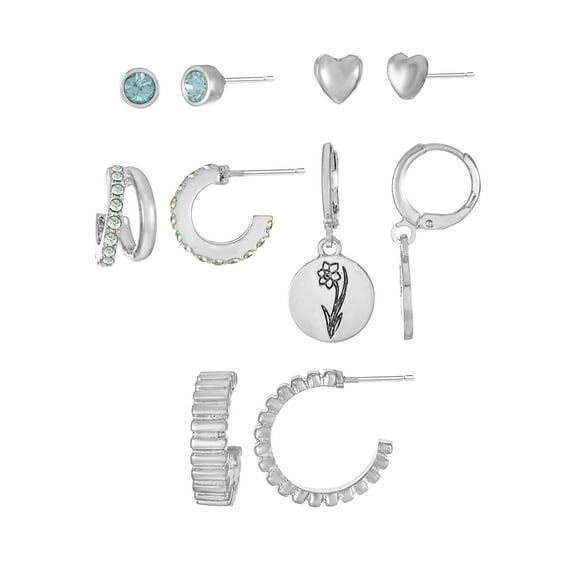 Time and Tru March DaffodilEarring Pack Silvertone