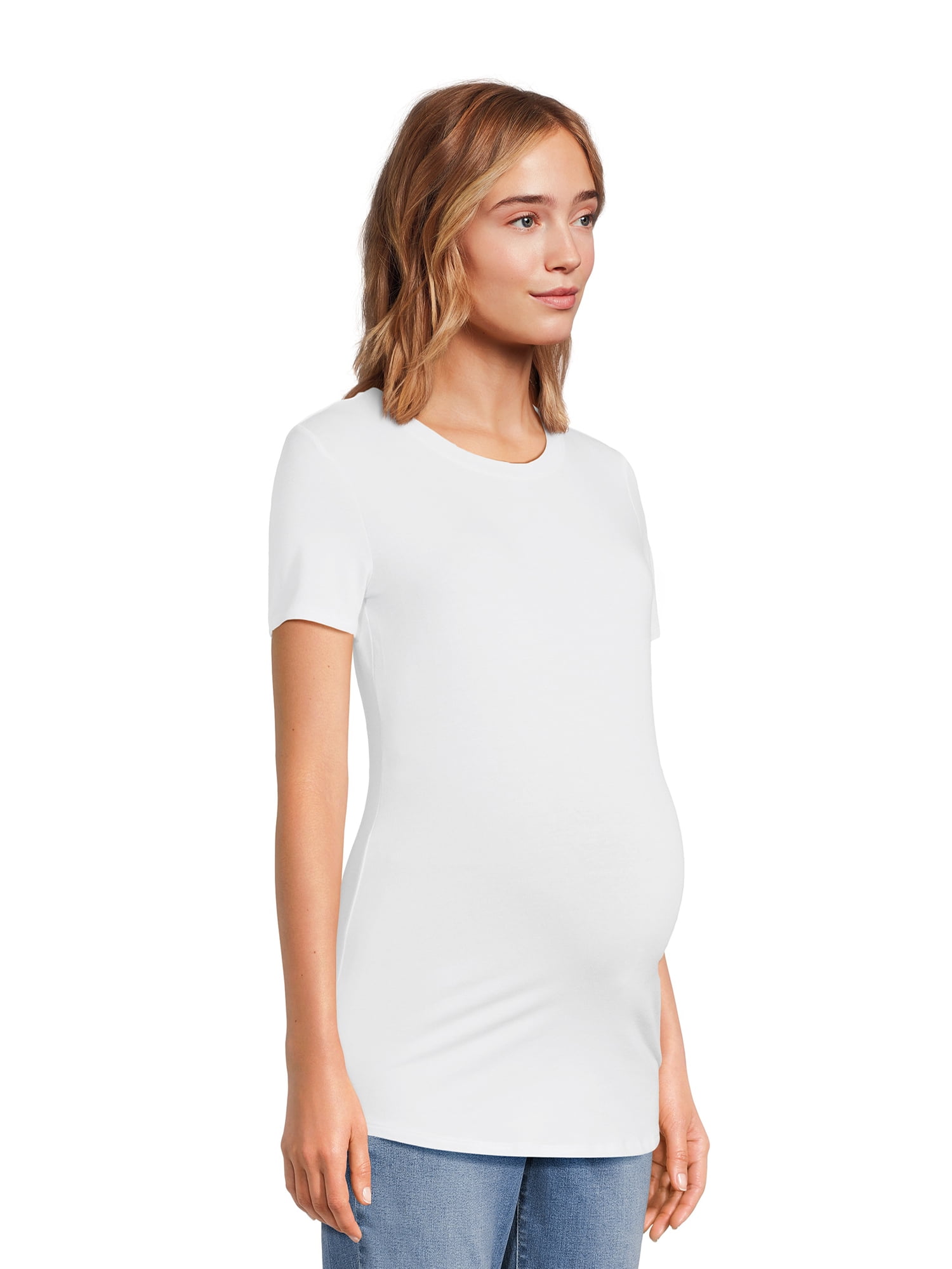 Time and Tru Maternity Essentials Non Shirred Tee, Sizes S-XXL