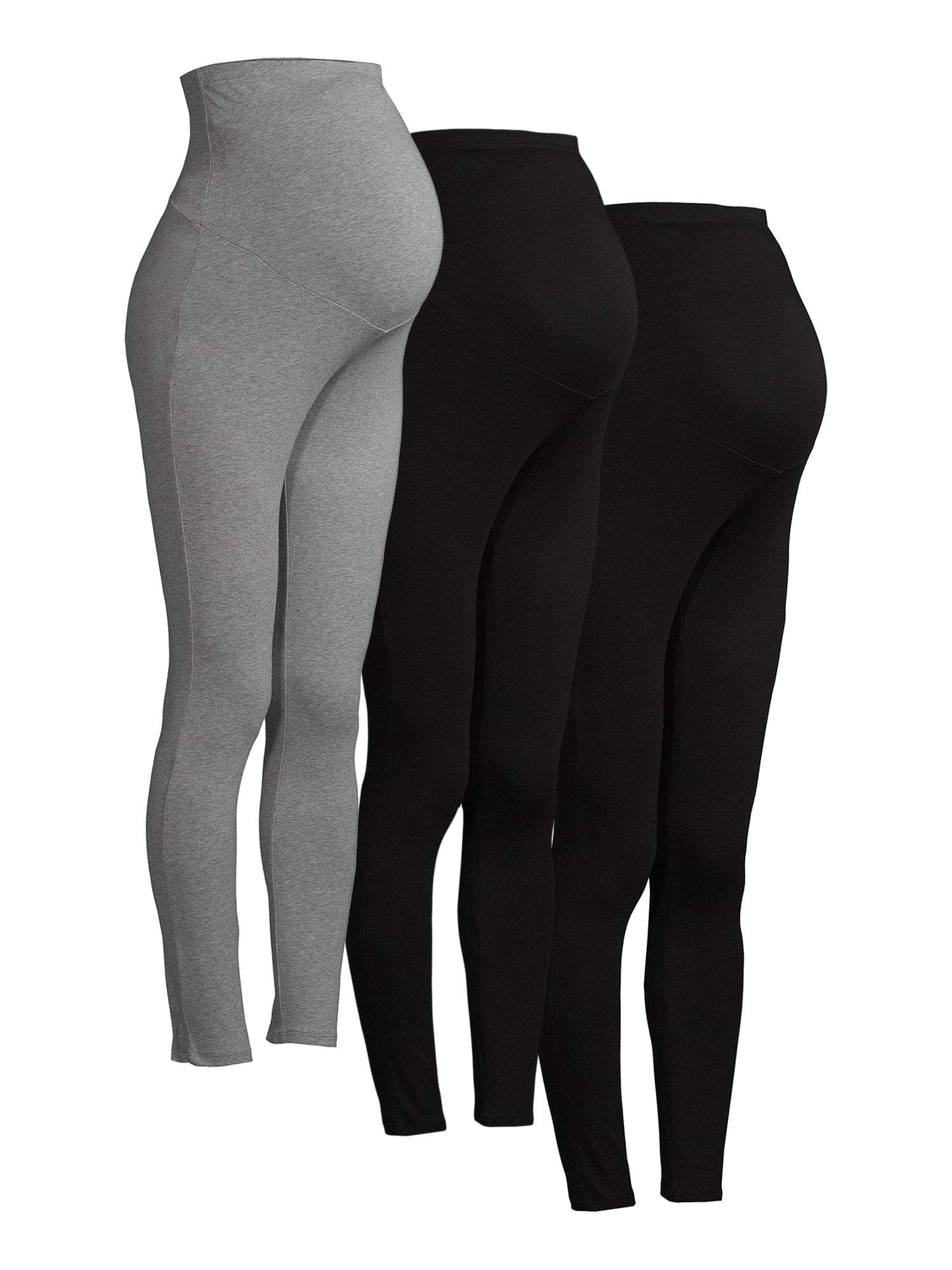 Time and Tru Maternity Leggings with Full Panel, 3 Pack, Available in  Multiple Colors 