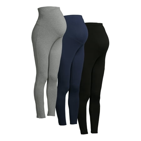Time and Tru Maternity Leggings with Full Panel, 3 Pack, Available in Multiple Colors