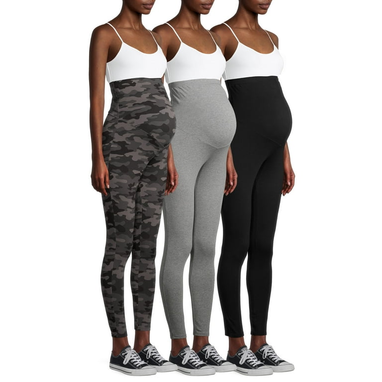 Time and Tru Maternity Leggings with Full Panel, 3 Pack, Available in  Multiple Colors 