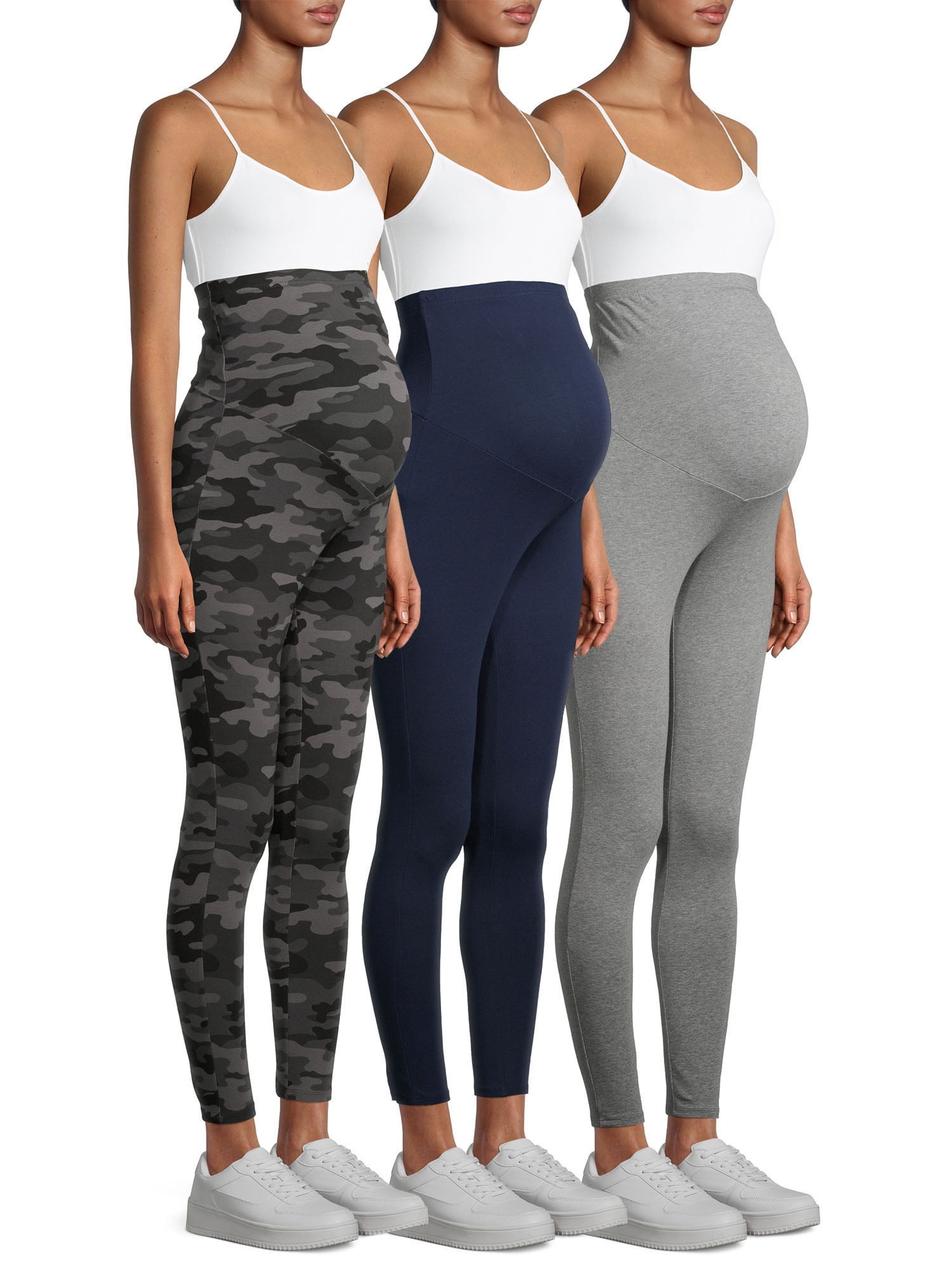 Time and Tru Maternity Leggings with Full Panel, 3 Pack, Available in  Multiple Colors 