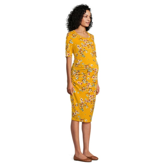 Time and Tru Maternity Side Ruched Dress for Women, Sizes S-XXL