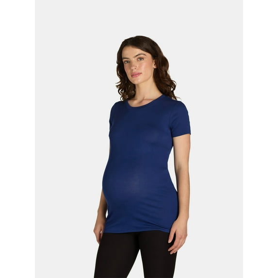 Time and Tru Maternity Tee with Short Sleeves for Women, Sizes S-XXL